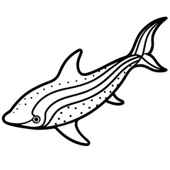 Vapor Whale Shark line art vector