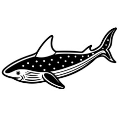 Vapor Whale Shark line art vector