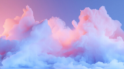 Fluffy clouds display shades of pink and blue against a gentle sunset, creating a calming and picturesque setting in the evening sky
