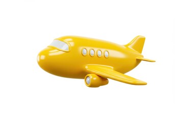 Fototapeta premium 3D Illustration of Yellow cartoon airplane isolated on white background for travel themes