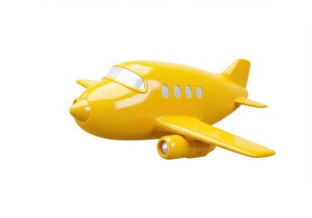 Fototapeta premium 3D Illustration of Yellow cartoon airplane isolated on white background, simple design