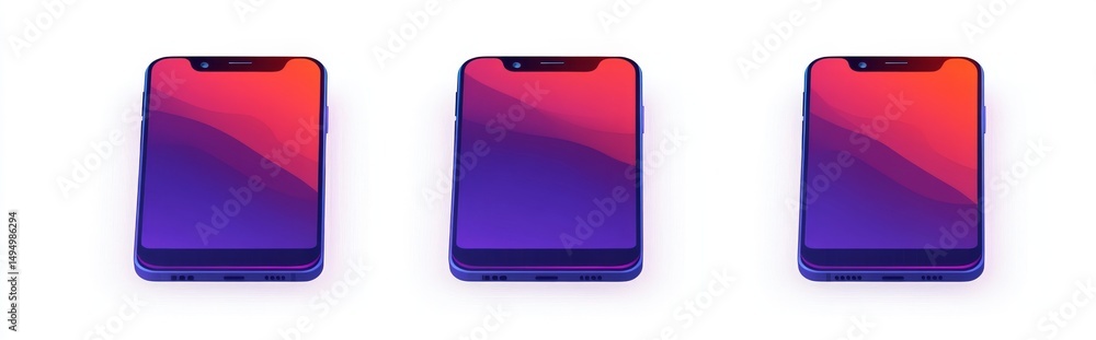 Poster realistic cellphone mockup for presentation template, including device ui/ux mockup, blank display i
