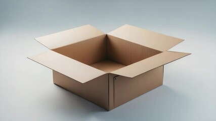 An open cardboard box on a white background. - Powered by Adobe