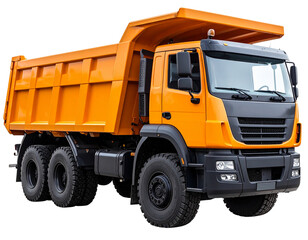 Bright Orange Dump Truck – Heavy-Duty Construction Vehicle PNG