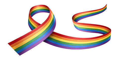 Rainbow Pride Ribbon on Transparent Background