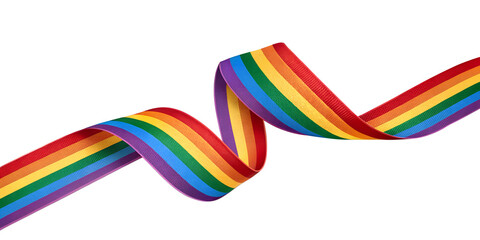 Rainbow Pride Ribbon Swirl on Transparent Background
