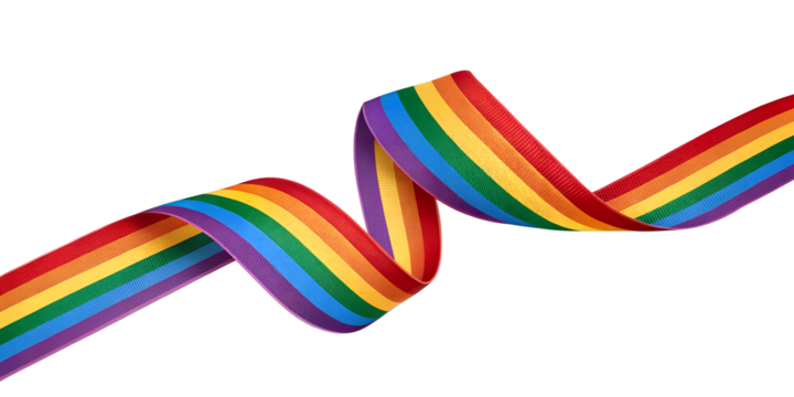Rainbow Pride Ribbon Swirl on Transparent Background