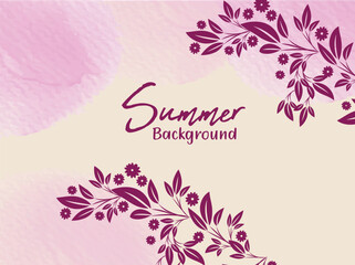 Elegant Summer Background with Watercolor Texture and Floral Design