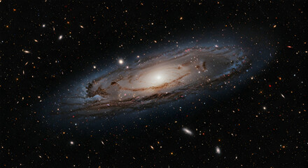 Magnificent Spiral Galaxy with Stars and Cosmic Features in Space