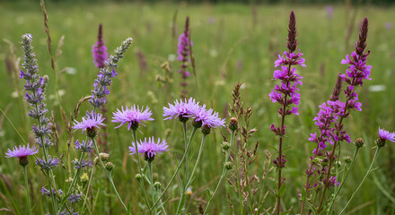 Vibrant Wildflowers in Bloom Across Lush Meadow Landscape