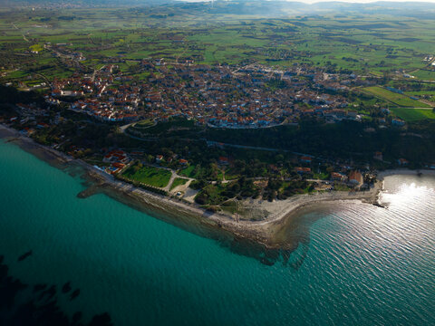 aerial view of afytos beach