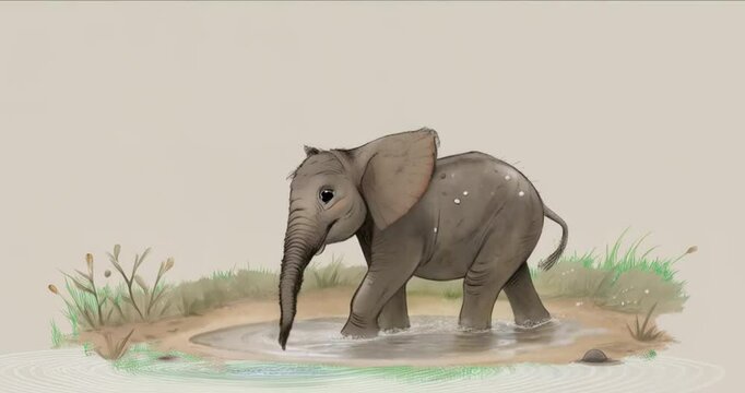  animated elephant playing with water
