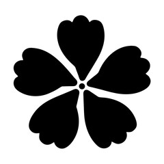 Five petal blossom in black and white illustration with minimalist design
