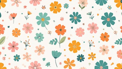 Obraz premium Colorful flower pattern design on a white background.