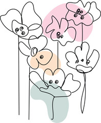 Abstract Line Art Floral Design with Pastel Colors