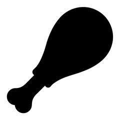 Simple black silhouette of a delicious looking chicken drumstick on white
