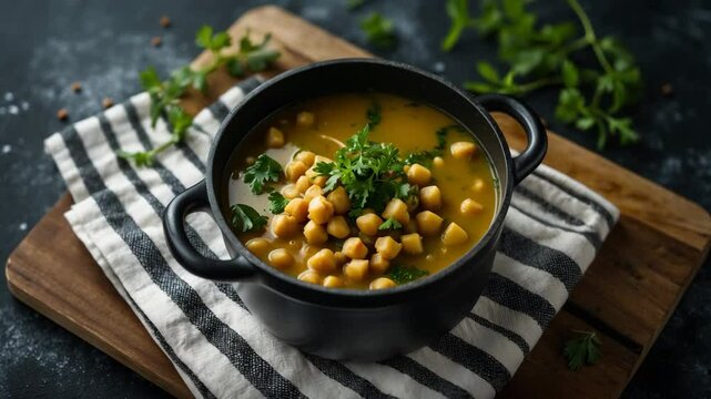 Stew with Chickpeas and Coconut Milk Featuring Herbs