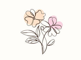 Elegant Minimalist Line Art Flower Bouquet Illustration