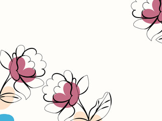 Abstract Floral Corner Design with Pink and White Flowers