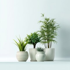 Fototapeta premium Collection of Potted Indoor Plants Isolated on White