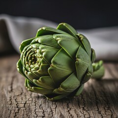 Fototapeta premium close up of artichoke on a wooden table