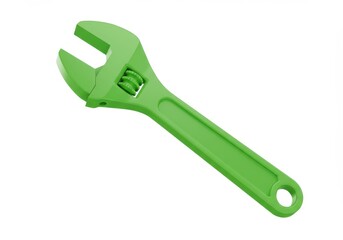 3D Illustration of Green adjustable wrench isolated on white background for repairs