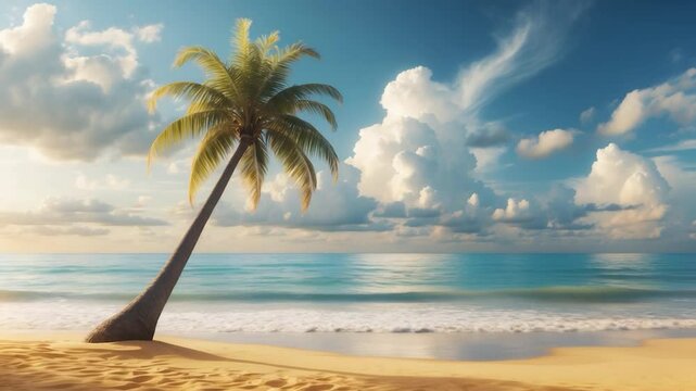 Palm tree nestled in a beach
