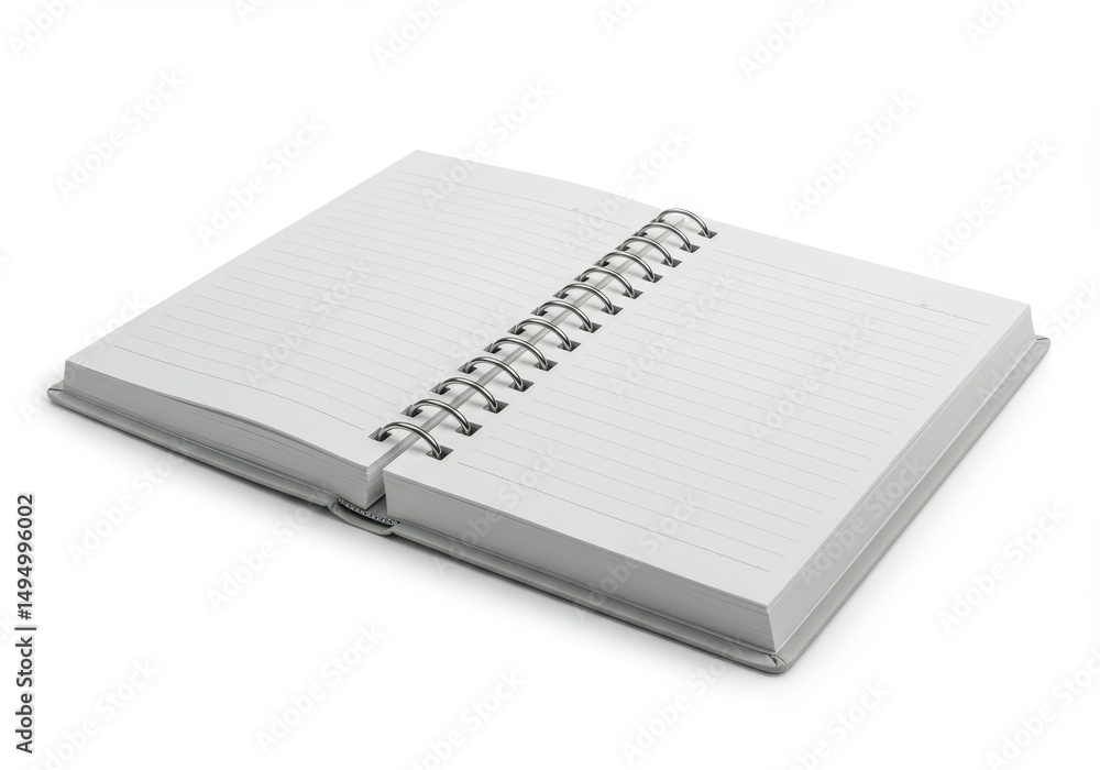 Aufkleber 3d illustration of open notebook with lined pages isolated on white background