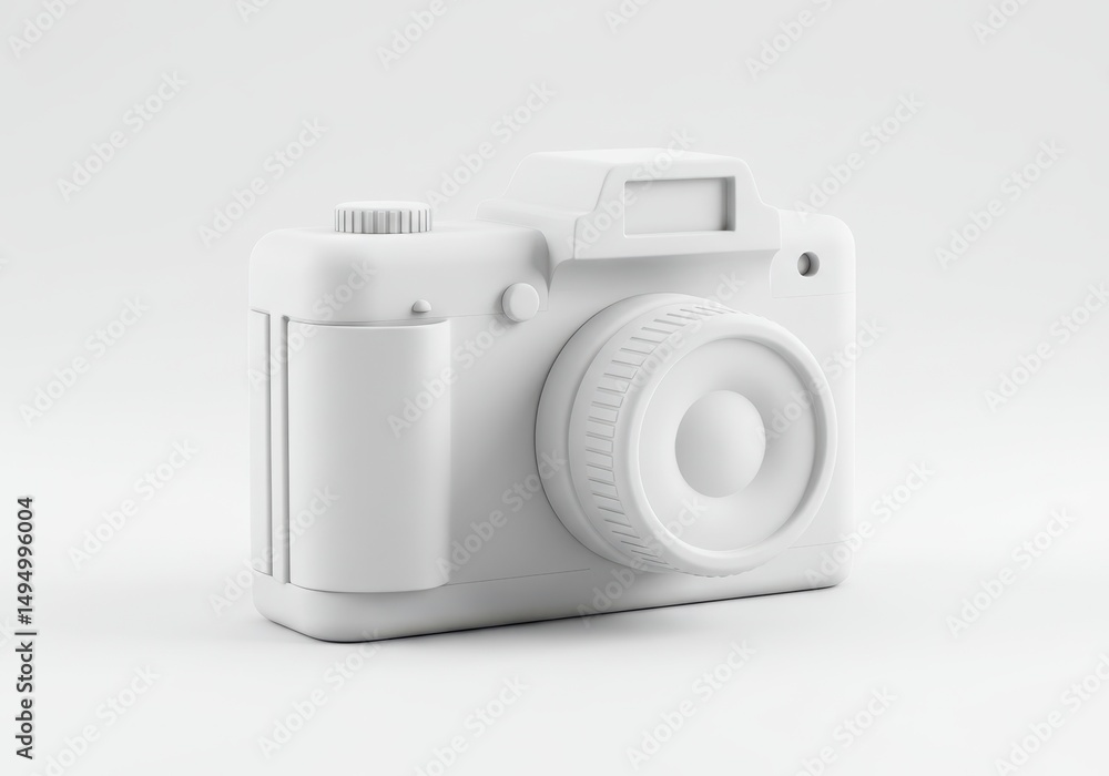 Poster 3d illustration of monochromatic camera isolated on white background in a studio setting