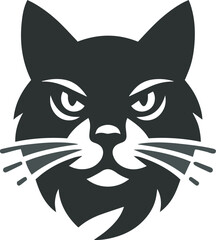 Obraz premium cat's angry face silhouette vector art