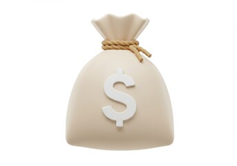 3D Illustration of Money bag with dollar sign isolated on white background
