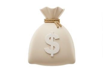 3D Illustration of Money bag with dollar sign isolated on white background