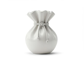3D Illustration of Elegant white vase tied with rope isolated on white background
