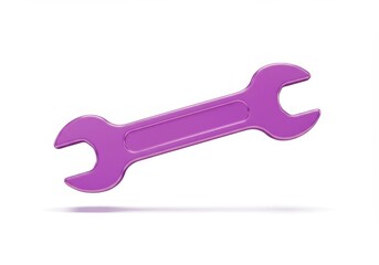 3D Illustration of Purple wrench isolated on white background casting a soft shadow