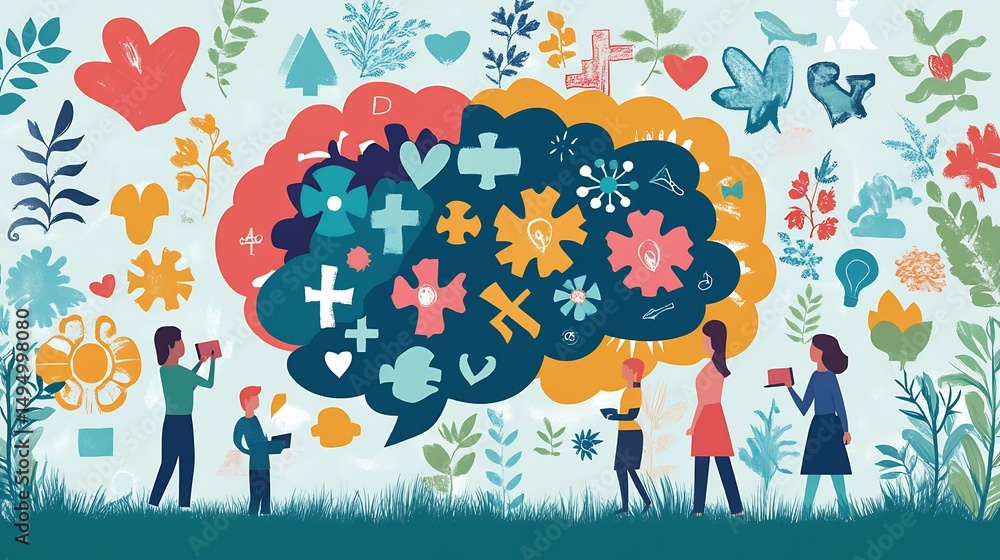 Poster flat vector of teachers implementing conflict mitigation lessons curriculum to build emotional intel