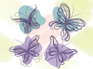 Fototapeta premium Abstract Butterfly Illustration with Pastel Background