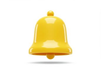 3D Illustration of Yellow bell isolated on white background for notifications and alerts