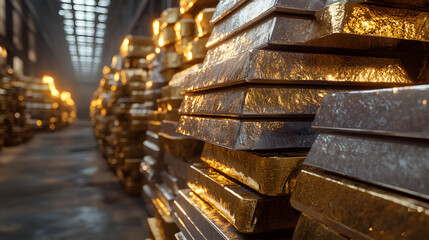Stacked metal ingots of various precious and industrial metals