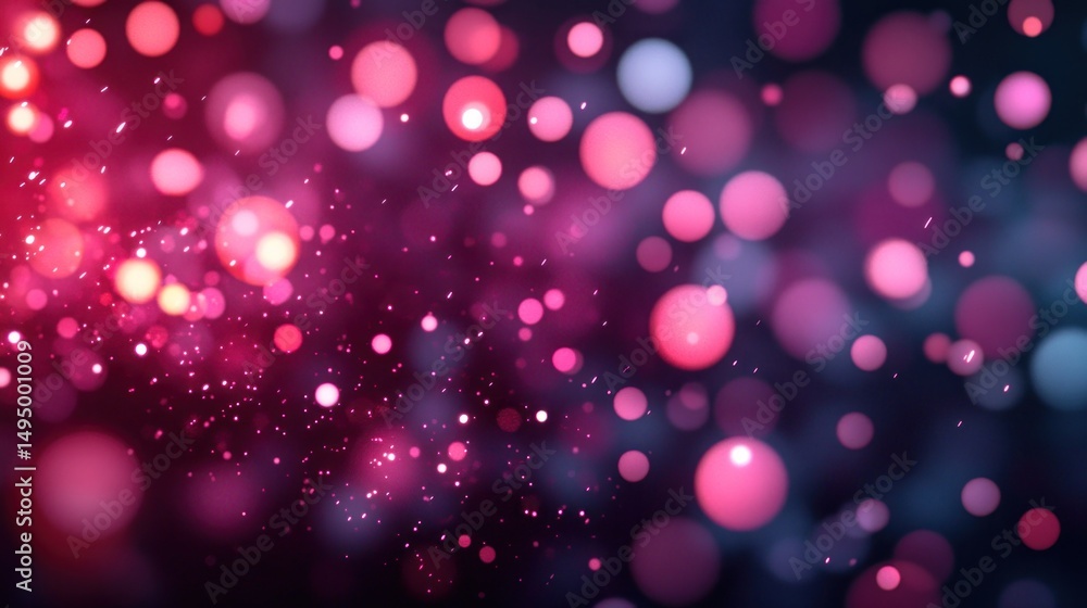 Poster abstract design with vibrant bokeh lights and glowing particles.