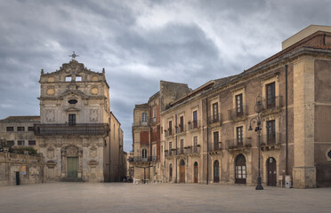 Captivating Architecture in Ortigia, Siracusa Under a Moody Sky, Sicily, Italy