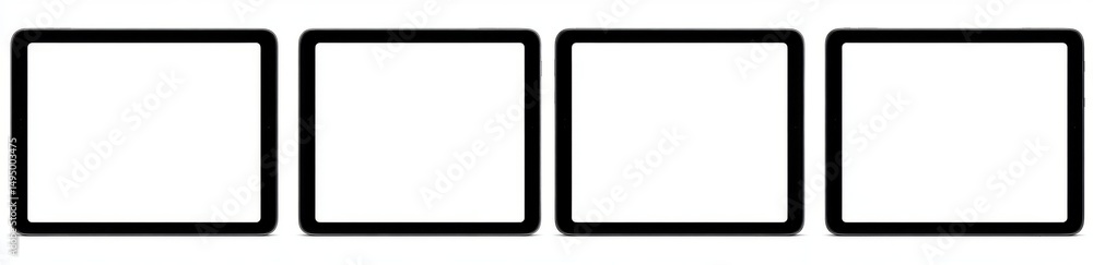 Poster a modern tablet with a blank screen is depicted in a realistic mockup, isolated on white and present