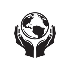 healing planet vector silhouette clip art logo design illustration. World environment day