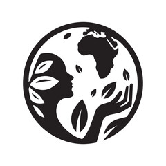 healing planet vector silhouette clip art logo design illustration. World environment day