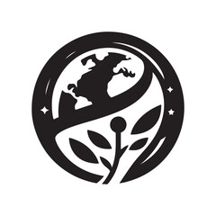 healing planet vector silhouette clip art logo design illustration. World environment day