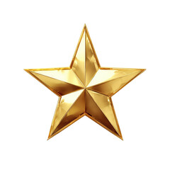 Obraz premium Shiny golden five pointed star award symbol isolated on luxury golden star award achievement success celebration decoration design element 3d render icon metal shape bright on transparent background