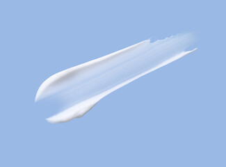 White cosmetic cream smear texture on blue