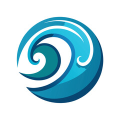 Abstract blue wave graphic element in a circular shape suitable for design and branding