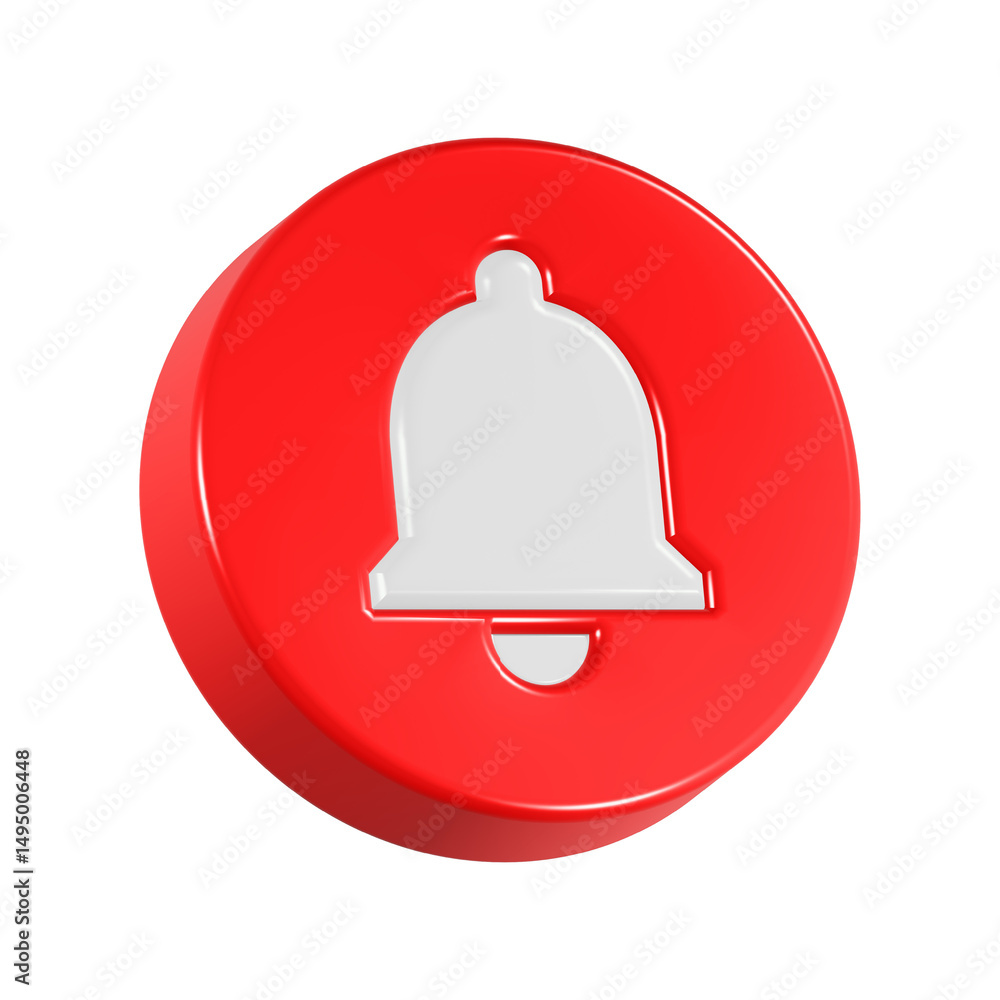 Poster alert bell notification icon 3d rendering