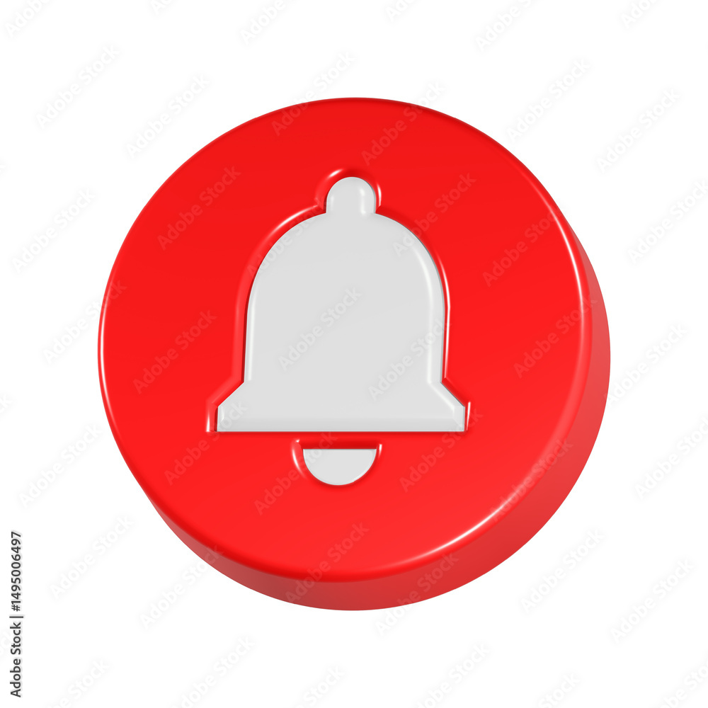 Poster alert bell notification icon 3d rendering