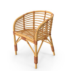 Natural Rattan Chair Frame Isolated on White Background